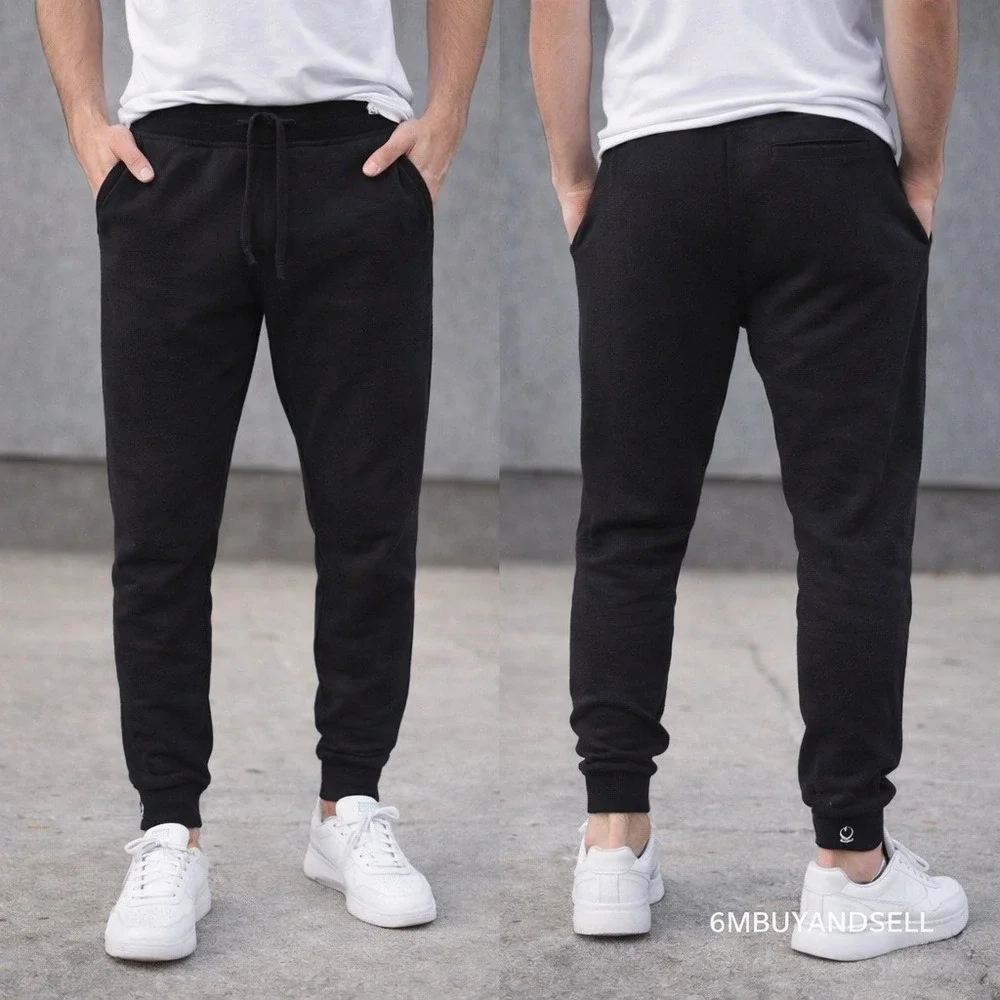 True Religion Mens Black Jogger Sweatpants Drawstring Fleece‎ Pants L 36809-00